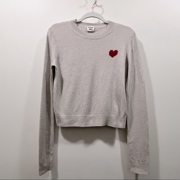 ARITZIA SUNDAY BEST GRAY Abby Heart Sweater - Picture 4 of 9